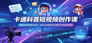 卡通科普短视频创作课：掌握动画风格制作技巧，轻松打造趣味知识类账号实现涨粉变现-KJ分享