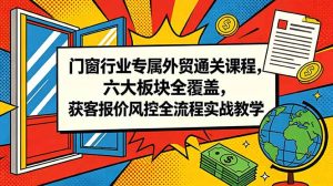 门窗行业专属外贸通关课程，六大板块全覆盖，获客报价风控全流程实战教学-KJ分享