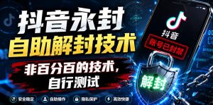 抖音永封自助解封技术,非百分百的技术,自行测试-KJ分享