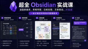 超全Obsidian实战课，涵盖数据库、思维导图、白板绘图、文献联动、AI生成，一站式搞定所有知识管理需求-KJ分享