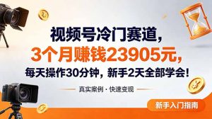 视频号冷门赛道，3个月变现23905元，新手2天学会 每天操作30分钟！-KJ分享