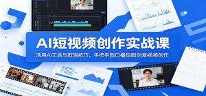 AI短视频创作实战课：活用AI工具与剪辑技巧，手把手教口播短剧创意视频创作-KJ分享
