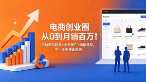 电商创业圈从0到月销百万!拆解新品起盘+全站推广+动销模型,中小卖家快速盈利-KJ分享