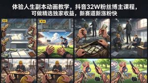 体验人生副本动画教学， 抖音32W粉丝博主课程，可做精选独家收益，新赛道新涨粉快-KJ分享