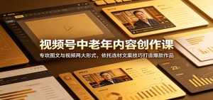 视频号中老年内容创作课：专攻图文与视频两大形式，依托选材文案技巧打造爆款作品-KJ分享