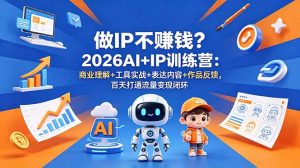 做IP不赚钱？2026AI+IP训练营：商业理解+工具实战+表达内容+作品反馈，百天打通流量变现闭环-KJ分享
