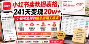 小红书卖秋招表格,241天变现20w+,小白可复刻的信息搬运工模式-KJ分享
