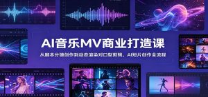 AI音乐MV商业打造课:从脚本分镜创作到动态渲染对口型剪辑,AI短片创作全流程-KJ分享
