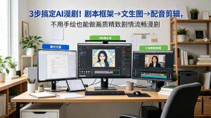 3步搞定AI漫剧！剧本框架→文生图→配音剪辑，不用手绘也能做画质精致剧情流畅漫剧-KJ分享