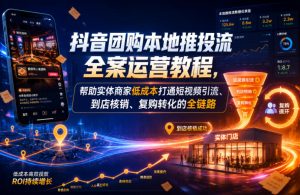 抖音团购本地推投流全案运营教程，帮助实体商家低成本打通短视频引流、到店核销、复购转化的全链路-KJ分享