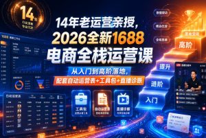 14年老运营亲授,2026全新1688电商全栈运营课,从入门到高阶落地,配套自动运营表+工具包+直播诊断等-KJ分享