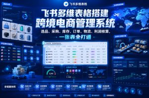 飞书多维表格搭建跨境电商管理系统，选品、采购、库存、订单、物流、利润核算，一张表全打通-KJ分享