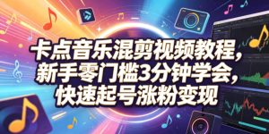 卡点音乐混剪视频教程,新手零门槛3分钟学会,快速起号涨粉变现-KJ分享