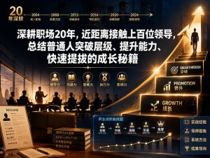 付费文章：深耕职场20年，近距离接触上百位领导，总结普通人突破层级、提升能力、快速提拔的成长秘籍(全网独家干货)-KJ分享