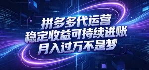 拼多多代运营，小白也能轻松月入过万，真实运营数据可查，全托管代运营-KJ分享