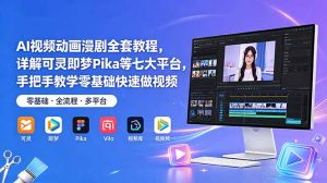 AI视频动画漫剧全套教程,详解可灵即梦Pika等七大平台,手把手教学零基础快速做视频-KJ分享
