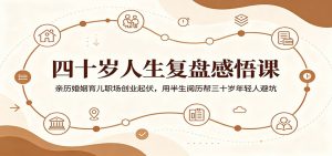 四十岁人生复盘感悟课：亲历婚姻育儿职场创业起伏，用半生阅历帮三十岁年轻人避坑-KJ分享