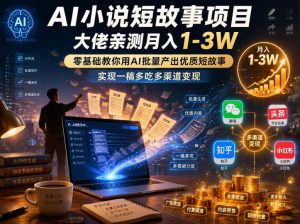 AI小说短故事项目,大佬亲测月入1-3W,零基础教你用AI批量产出优质短故事,实现一稿多吃多渠道变现-KJ分享