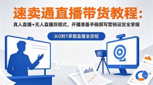 速卖通直播带货教程：真人直播+无人直播双模式，开播准备手稿撰写营销设定全掌握-KJ分享