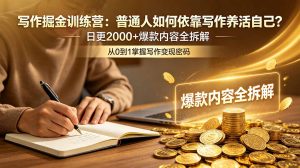 写作掘金训练营：普通人如何依靠写作养活自己？日更2000+爆款内容全拆解-KJ分享
