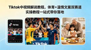 Tiktok中视频解说教程，体育+温情文案双赛道实操教程一站式带你落地-KJ分享