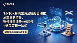 TikTok跨境出海全链路自动化：从流量到留量，账号批量注册+AI起号+选品策略一站式-KJ分享