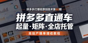 拼多多打爆班原创技术第60期，拼多多直通车，起量・矩阵・全店托管，高投产爆单增收教程-KJ分享