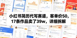 小红书简历代写赛道，客单价50，17条作品卖了39w，详细拆解-KJ分享