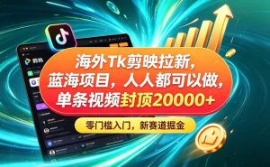 海外TK剪映拉新蓝海赛道！零门槛普通人可上手，单条视频收益上限2W+-KJ分享