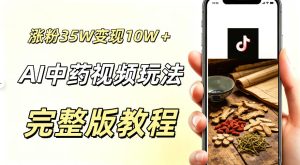 用ai做中药视频，涨粉35.8W，分成计划+橱窗累计变现10W+-KJ分享