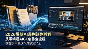 2026 爆款 AI 漫剧短剧教程 从零精通 AIGC 创作全流程 既能接单变现又能就业入行-KJ分享