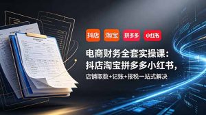 电商财务全套实操课：抖店淘宝拼多多小红书，店铺取数+记账+报税一站式解决-KJ分享