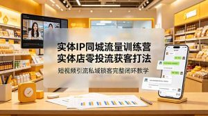 实体IP同城流量训练营：实体店零投流获客打法，短视频引流私域锁客完整闭环教学-KJ分享