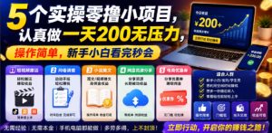 5个实操零撸小项目,认真做一天200无压力,操作简单,新手小白看完秒会【揭秘】-KJ分享