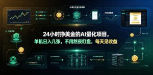 24小时挣美金的AI量化项目，单机日入几十美刀，不用熬夜盯盘，每天见收益【揭秘】-KJ分享