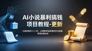 AI小说暴利搞钱项目教程-更新,大佬亲测月入1-3万,从零教学短故事创作与投稿变现全套玩法-KJ分享