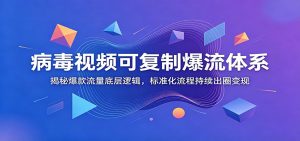 病毒视频可复制爆流体系：揭秘爆款流量底层逻辑，标准化流程持续出圈变现-KJ分享