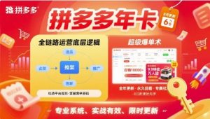 拼多多年卡，拼多多全链路运营底层逻辑，超级爆单术【更新26年6月】-KJ分享