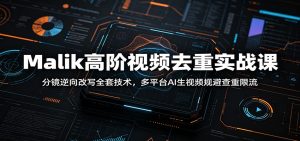 Malik高阶视频去重实战课：分镜逆向改写全套技术，多平台AI生视频规避查重限流-KJ分享