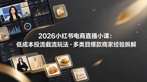 2026小红书电商直播小课，低成本投流截流玩法，多类目爆款商家经验完整拆解教学-KJ分享