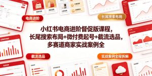 小红书电商进阶督促版课程，长尾搜索布局+微付费起号+截流选品，多赛道商家实战案例全程拆解-KJ分享