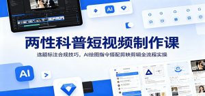 两性科普短视频制作课:选题标注合规技巧,AI绘图指令搭配剪映剪辑全流程实操-KJ分享