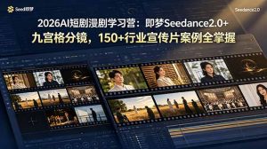 2026AI短剧漫剧学习营:即梦Seedance2.0+九宫格分镜,150+行业宣传片案例全掌握-KJ分享