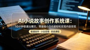 AI小说故事创作系统课：10分钟极速出爆文，零基础小白也能轻松实现内容变现-KJ分享