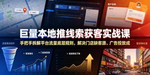 巨量本地推线索获客实战课，手把手拆解平台流量底层规则，解决门店缺客源、广告投放成本高、留资转化差等痛点-KJ分享
