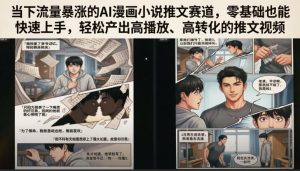 当下流量暴涨的AI漫画小说推文赛道，零基础也能快速上手，轻松产出高播放、高转化的推文视频-KJ分享
