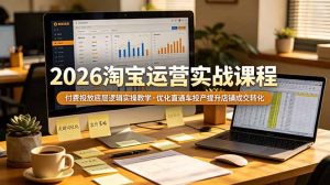 2026 淘宝运营实战课程,付费投放底层逻辑实操教学,优化直通车投产提升店铺成交转化-KJ分享