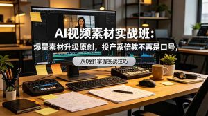 AI视频素材实战班：爆量素材升级原创，投产翻倍不再是口号，0-1系统教学实战落地-KJ分享