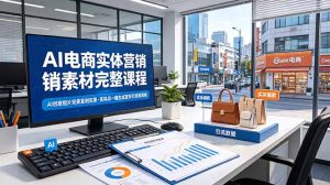 AI电商实体营销素材完整课程，AI创意短片完美复刻实景，实体店一键生成宣传引流短视频-KJ分享