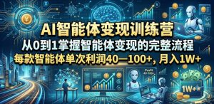 AI智能体变现训练营,从0到1掌握智能体变现的完整流程,每款智能体单次利润40—100+,月入1W+-KJ分享